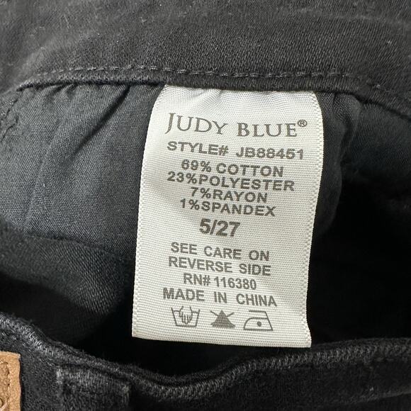 Judy Blue Jeans Women Size 27 Black High Rise 90s Slit Bottom Straight Leg - Picture 11 of 13